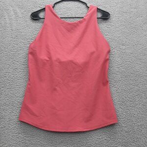 32 Degrees Cool Womens Coral ribbed Medium Activewear Tank Top built-in bra